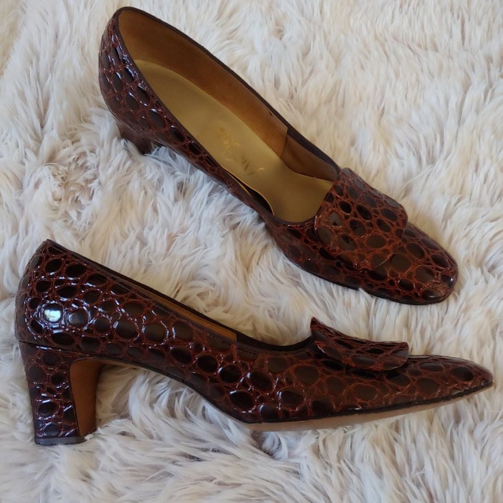 ♥️SOLD♥️Vintage Airstep 1950s 1960s Crocodile Pumps - Picture 3 of 6